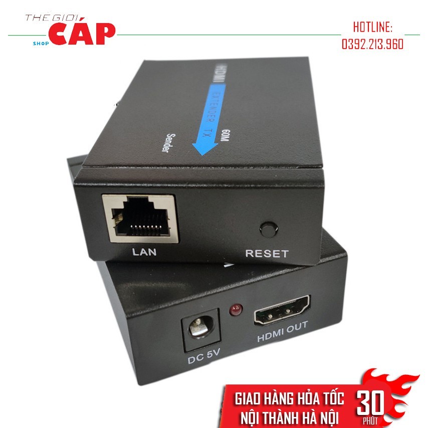 Bộ Chuyển Hd Extender 60m Sfx ( Nối Dài Hdmi Bằng Dây Lan 60m )
