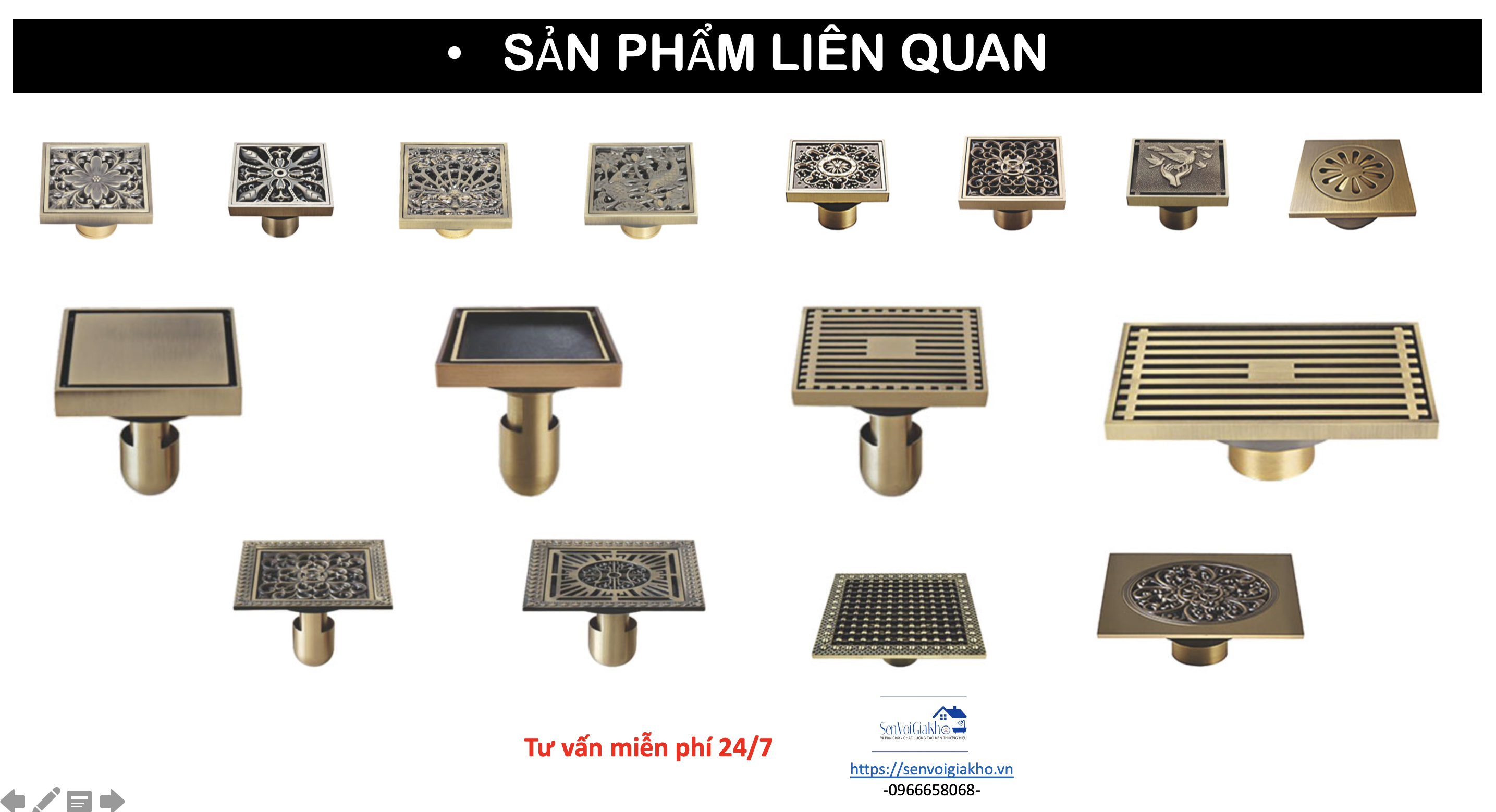 Phểu thoát sàn đồng cổ điển 15x15 cm [ BH chính hãng ]