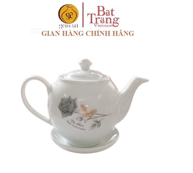[Nhà lò Bát Tràng]{Giá xưởng} Ấm trà hoa hồng 500ml {free ship sll}