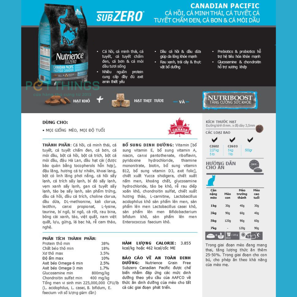 Hạt khô cho mèo Nutrience Grain Free Subzero