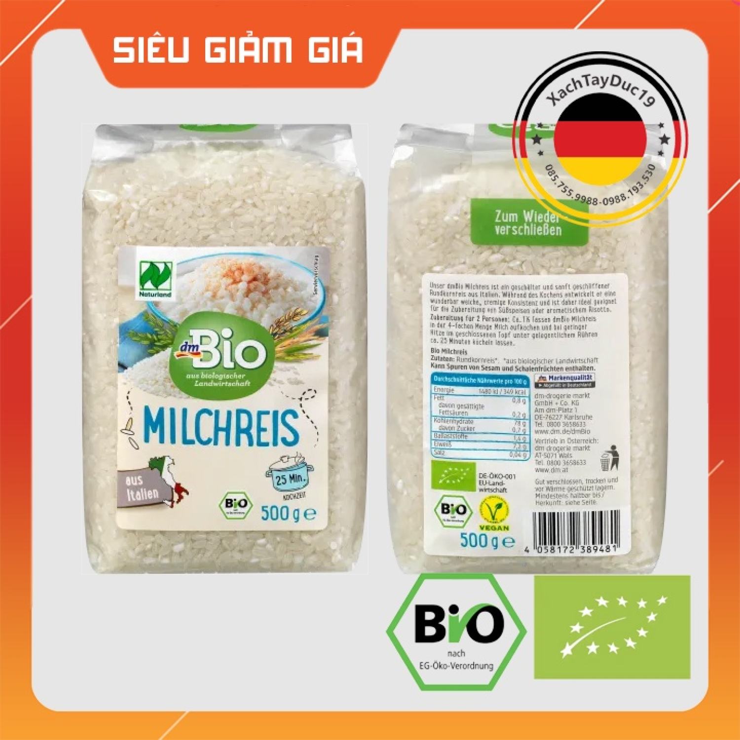 Gạo Sữa Hữu Cơ Bio Milchreis Cho Bé Ăn Dặm Từ 6 Tháng Tuổi 500g của Đức