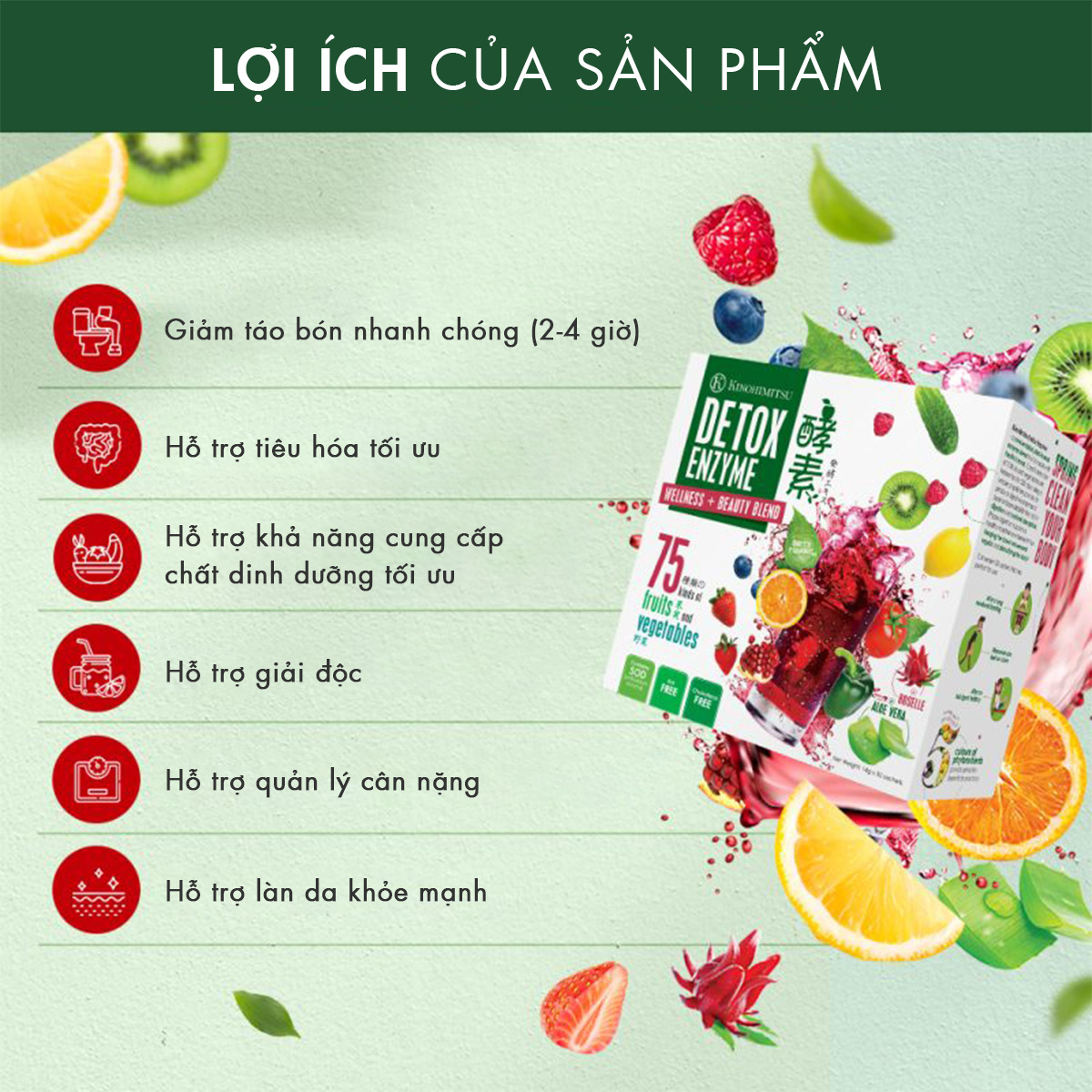 Bộ sản phầm dùng thử Kinohimitsu (7 gói Detox Enzyme + 7 gói Beauty Activ + 2 gói Collagen Activ)