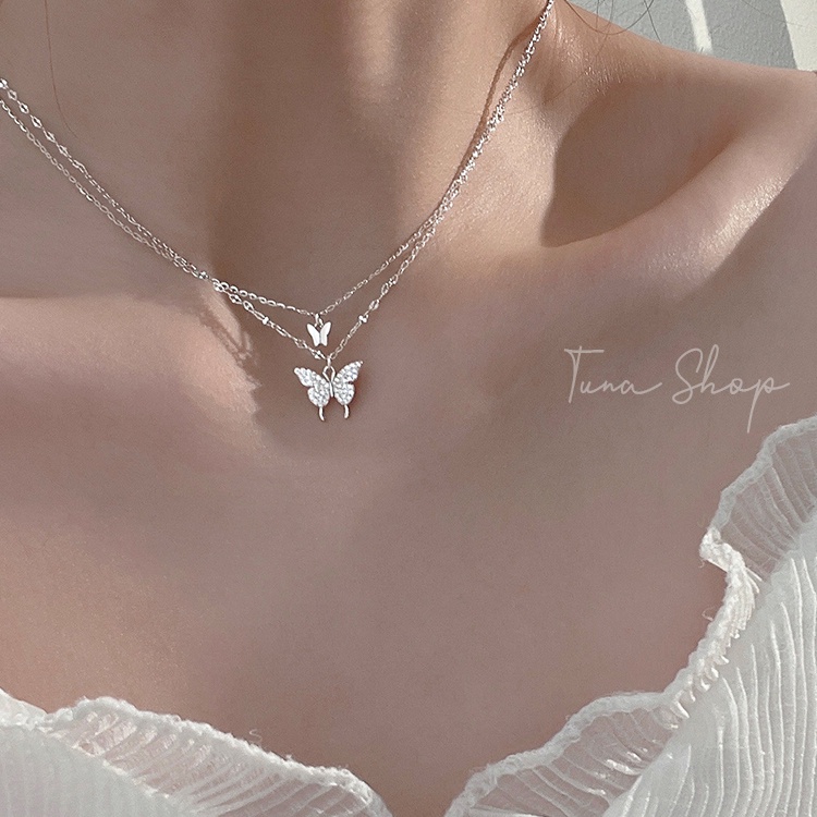 Dây chuyền nữ hồ điệp, vòng cổ nữ bạc -- 𝐂𝐚𝐦 𝐤𝐞̂́𝐭 𝐜𝐡𝐮𝐚̂̉𝐧 𝐁𝐚̣𝐜 _ 𝐓𝐔𝐍𝐀𝐒𝐇𝐎𝐏 trang sức bạc