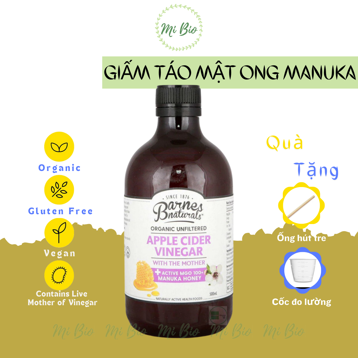 Manuka organic honey apple vinegar vinegar 500ml Finn naturals-organic apple cider vinepar