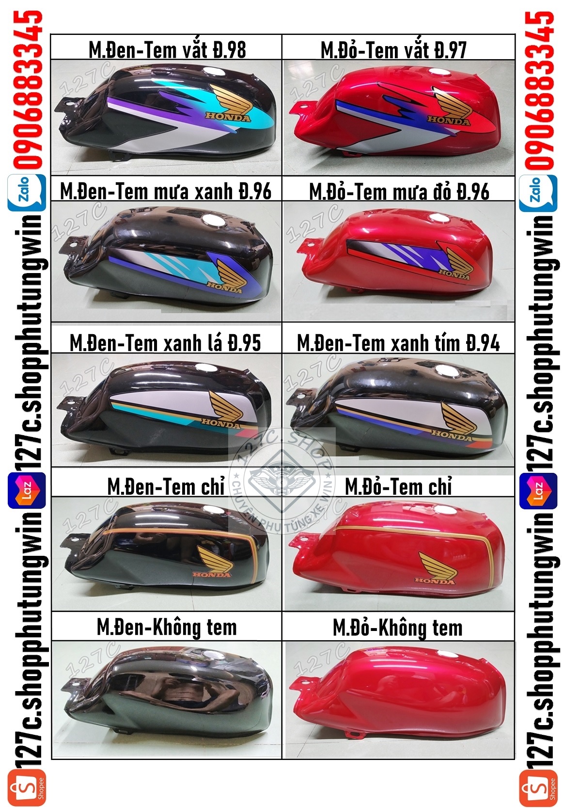 [HCM] Bình xăng lớn Win 100/ 125cc (Có tem hoặc không tem)