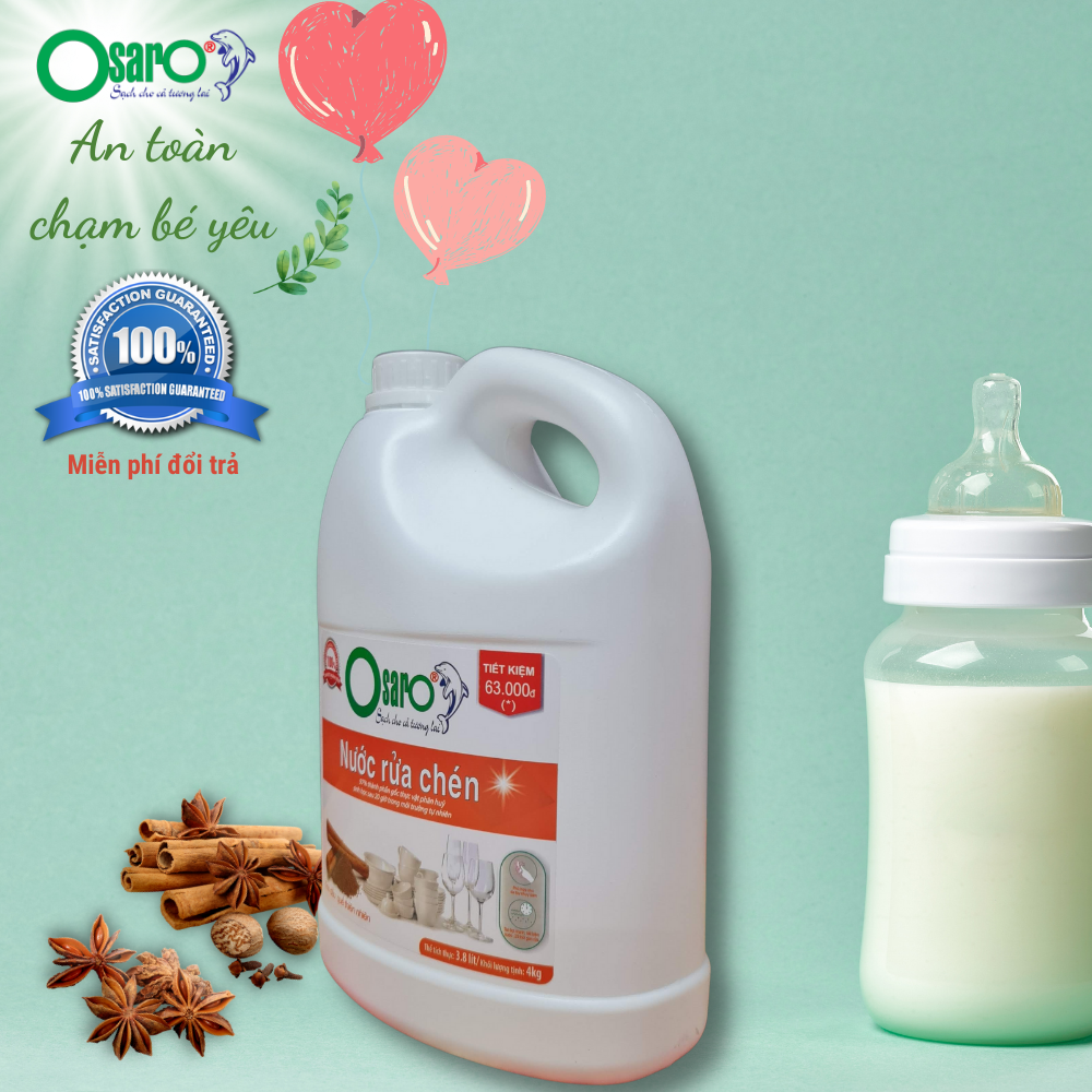 Nước rửa chén hữu cơ OSARO 3800ml tinh dầu Quế