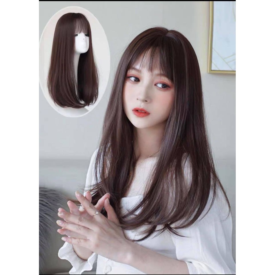 Tóc giả nữ cả đầu ️freeship️ tóc giả nguyên đầu cụp dài 40cm