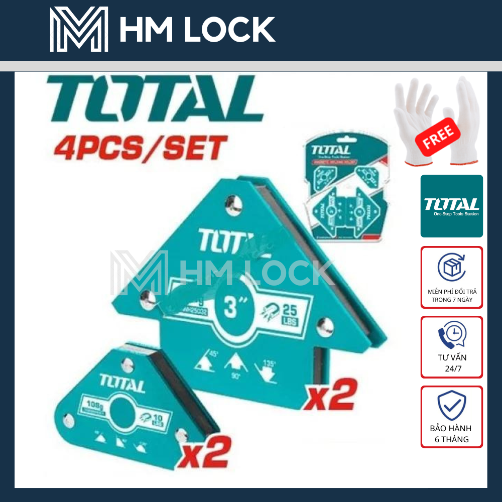 Bộ 4 ke góc nam châm hàn 3 góc total - hàng chính hãng - tamwh4062