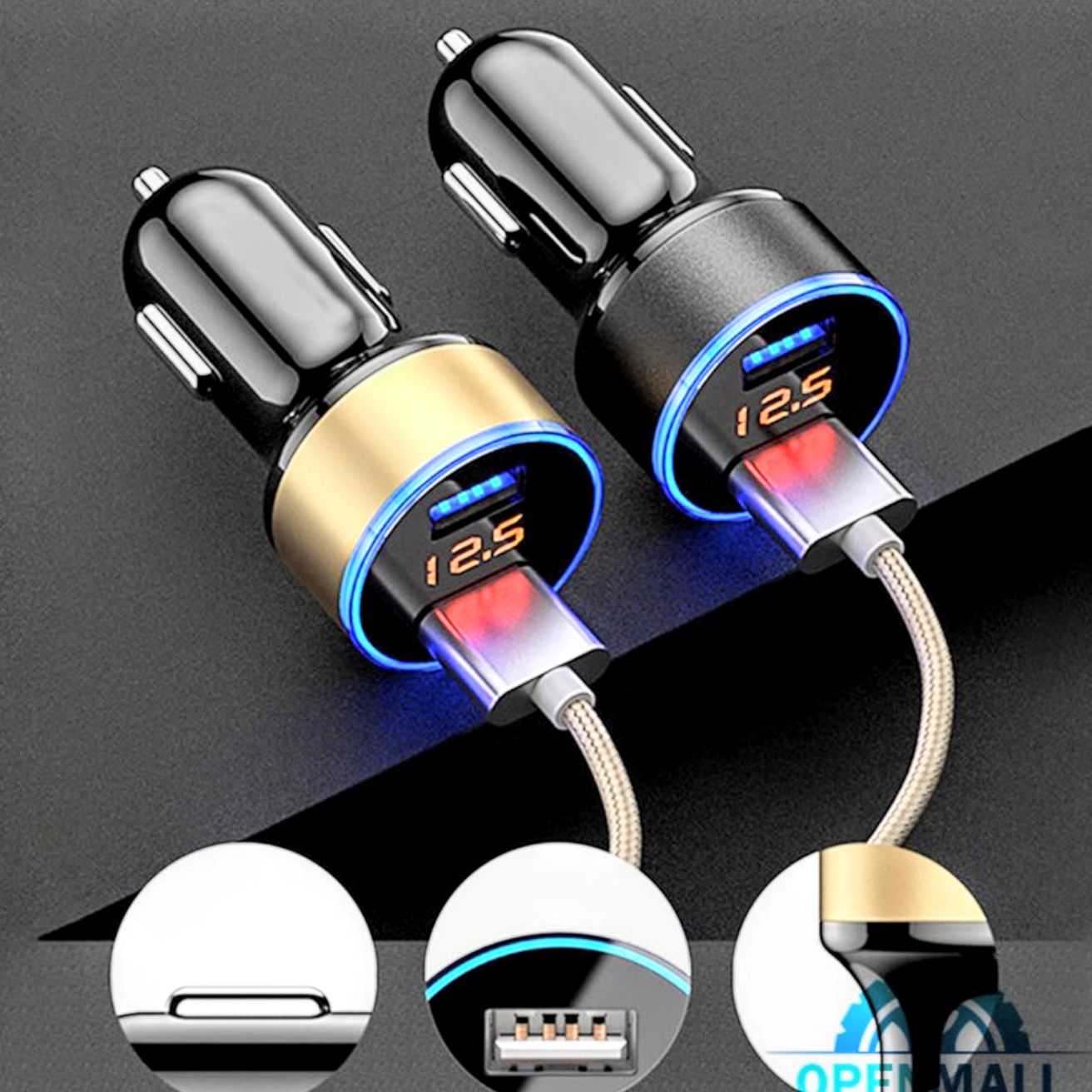 Siêu giá tẩu sạc điện thoại ôtô kèm báo von ắc quy dc12v-24v hổ trợ sạc siêu nhanh