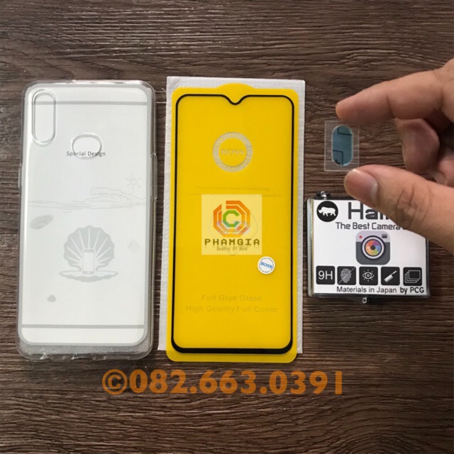 Combo ốp lưng silicon + kính cường lực full màn hình + cường lực camera Samsung galaxy A10S
