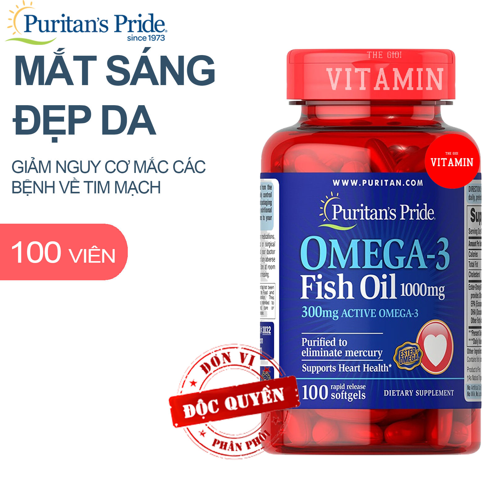 Dầu cá hồi omega 3 của mỹ bổ sung EPA DHA bổ mắt, não, tim mạch
