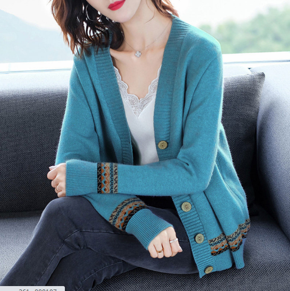 Áo len nữ cardigan họa tiết thổ cẩm