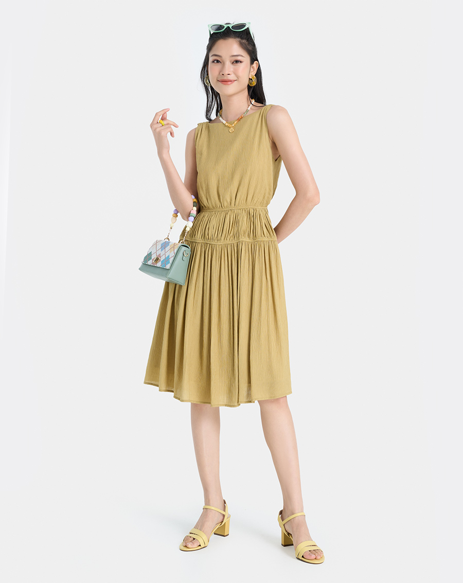 Đầm midi nữ thời trang juno kiểu dáng hạ eo jndlu022