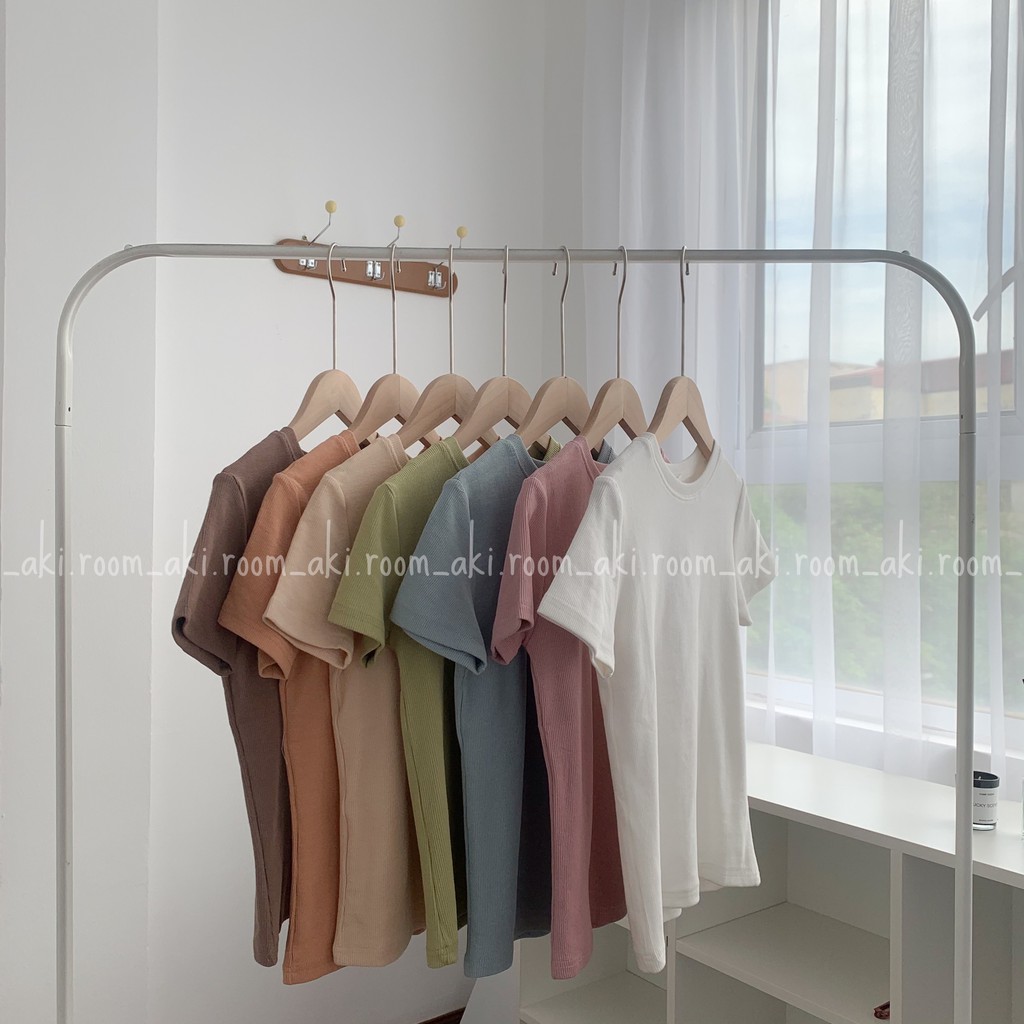 Áo thun tăm, áo thun gân trơn cổ tròn basic chất dày dặn co giãn - Akiroom