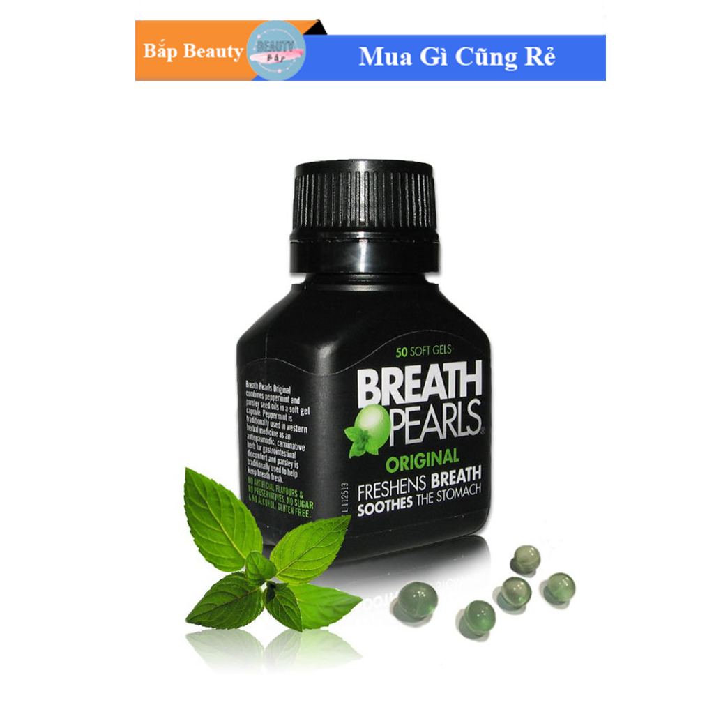 Viên ngậm thơm miệng Breath Pearls hộp 50 viên của Úc