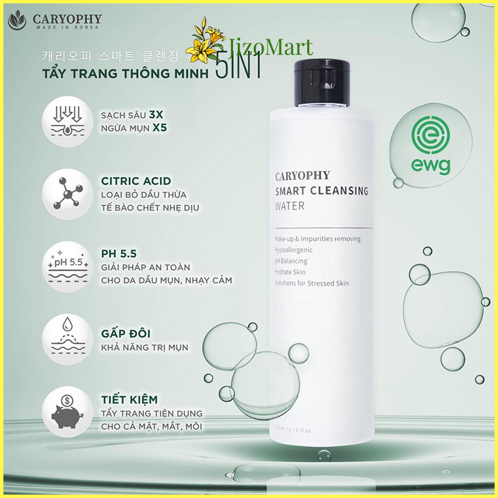 Nước Tẩy Trang Caryophy Smart Cleansing Water 60ml