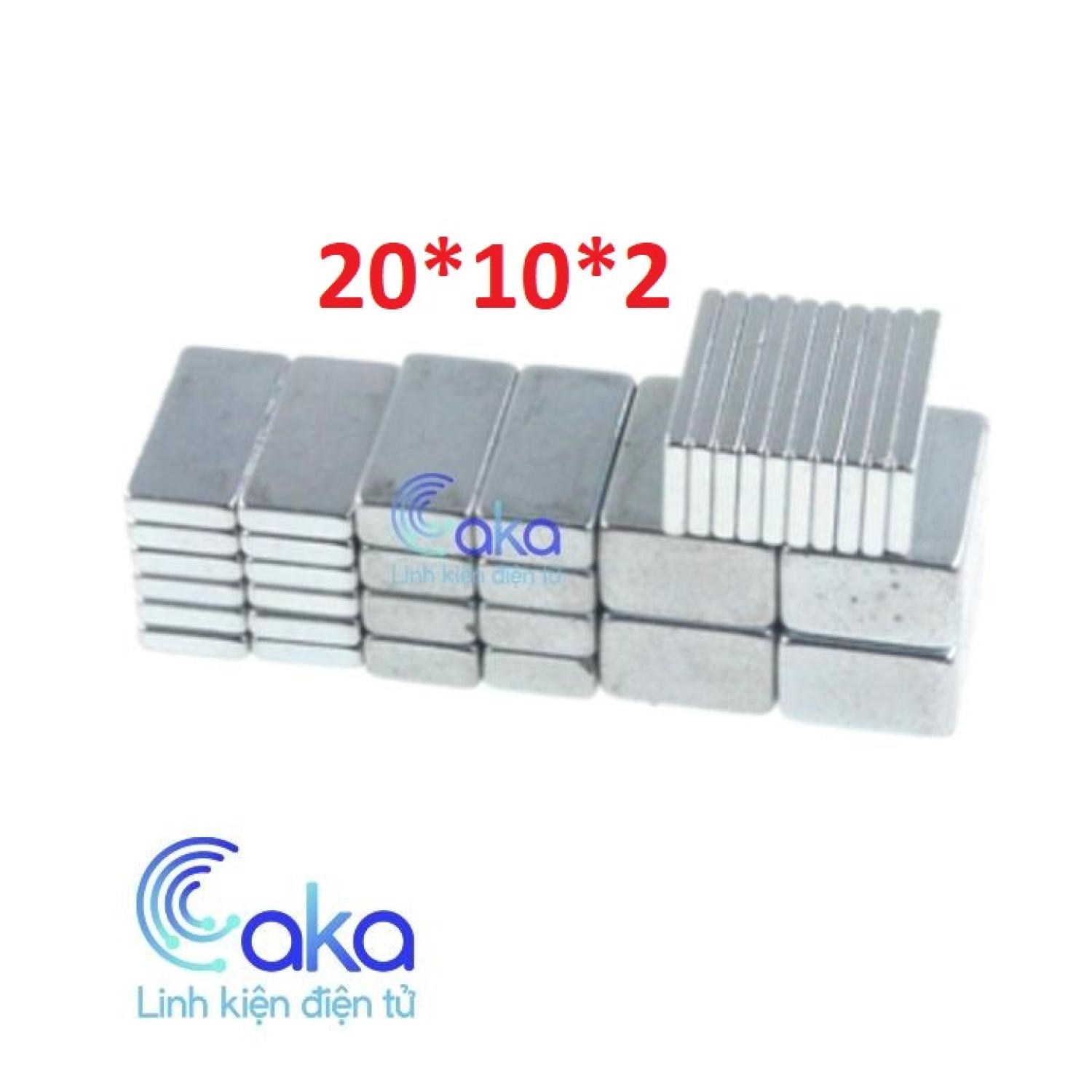 Nam châm đất hiếm 20x10x2mm hình chữ nhật