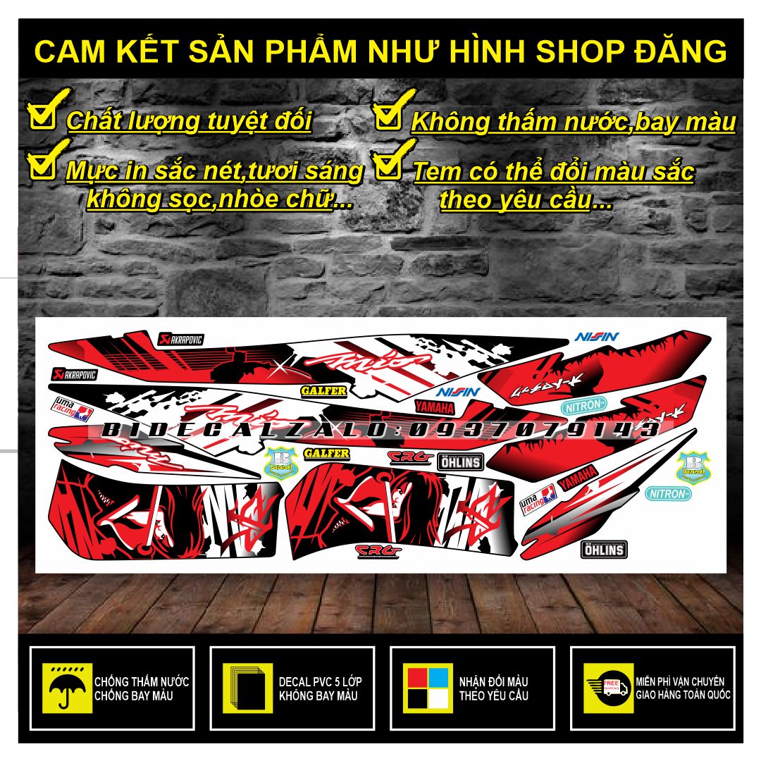 HCM-BIDECAL- TEM RỜI MIO ULTIMO 2009 SAMURAI ĐỎ ĐEN