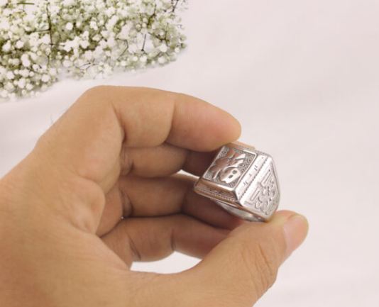 NHẪN NAM INOX CHỮ PHƯỚC MÀU TRẮNG