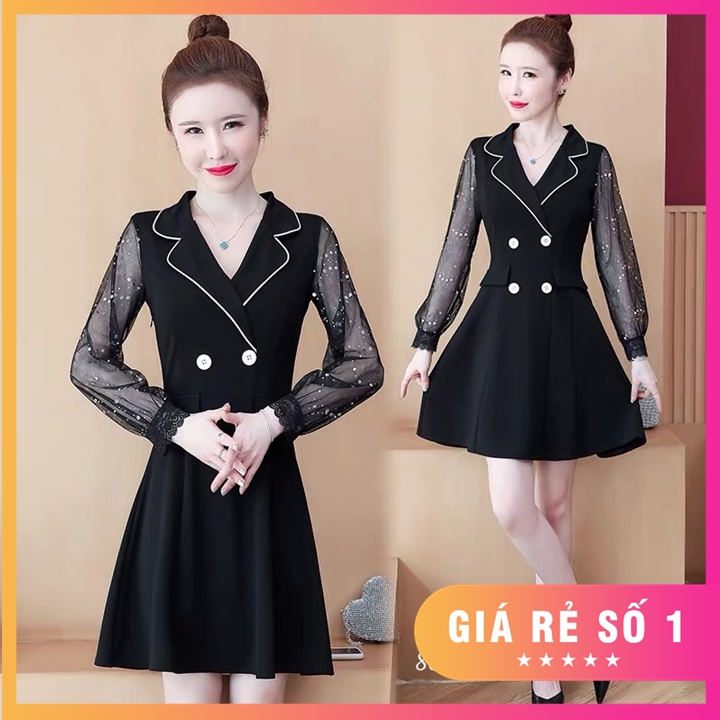 Đầm phối nút siêu sang đủ size S,M,L,XL,XXL - 80969