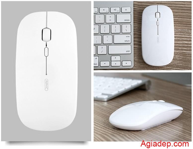 Chuột không dây tự sạc M1 (Wireless Mouse Re-chargeable) Siêu nhỏ, nhẹ, mỏng (trắng)