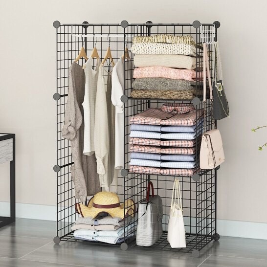 [HCM]Kệ Lưới sắt 6 ô - Kệ sách , quần áo , đầu giường (tặng kèm chốt)