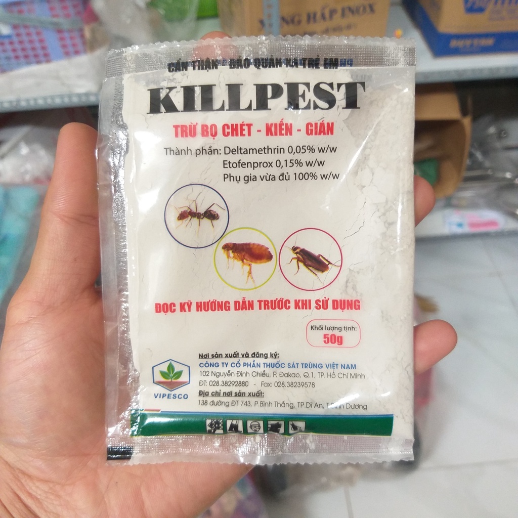 Bột phấn diệt kiến, bọ chét, gián killpest hiệu quả cao của vipesco | vtnn cần thơ
