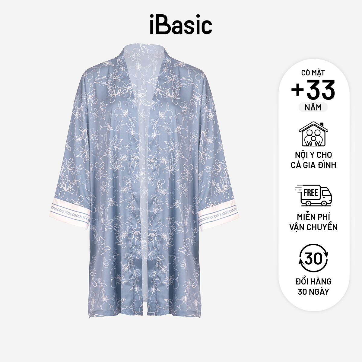 Áo choàng kimono iBasic lụa satin SW055