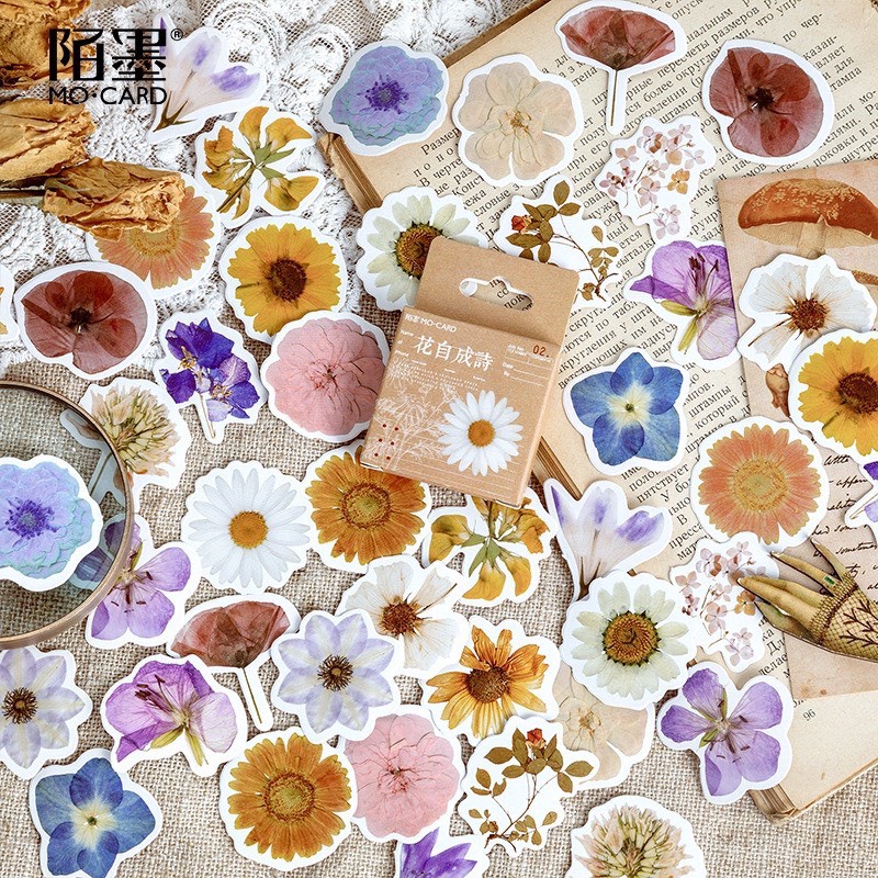 Bộ 46 hình dán sticker Bông Hoa trang trí sổ tay DIY