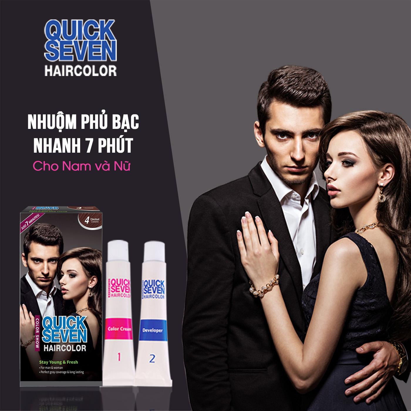 Nhuộm phủ bạc nhanh 7 phút QUICK SEVEN S4 Hạt dẻ (60g+60g) Hàn Quốc