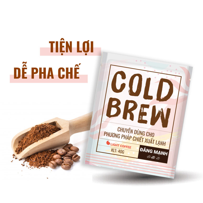 Cà phê pha Cold brew đắng mạnh Light Coffee - túi 40gr - Lazcoin