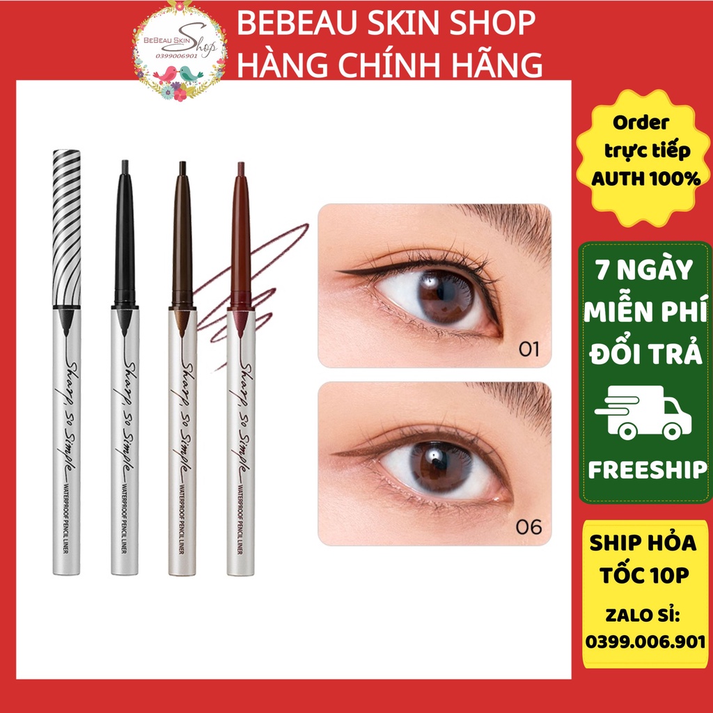 Chì kẻ mắt không trôi Clio Sharp So Simple Waterproof Pencil Liner 0.14g