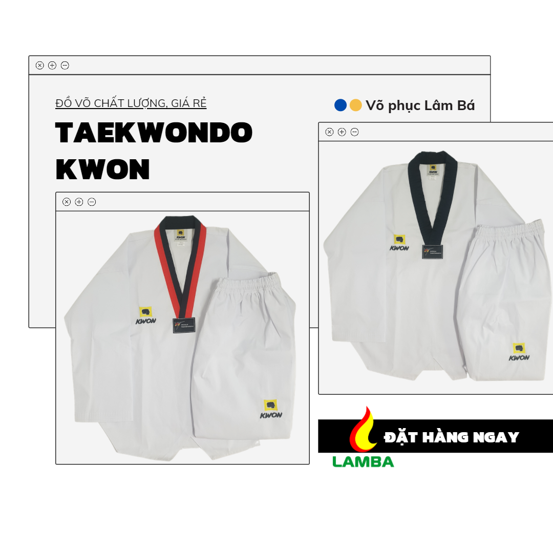VÕ PHỤC TAEKWONDO KWON VẢI SỌC CAO CẤP.