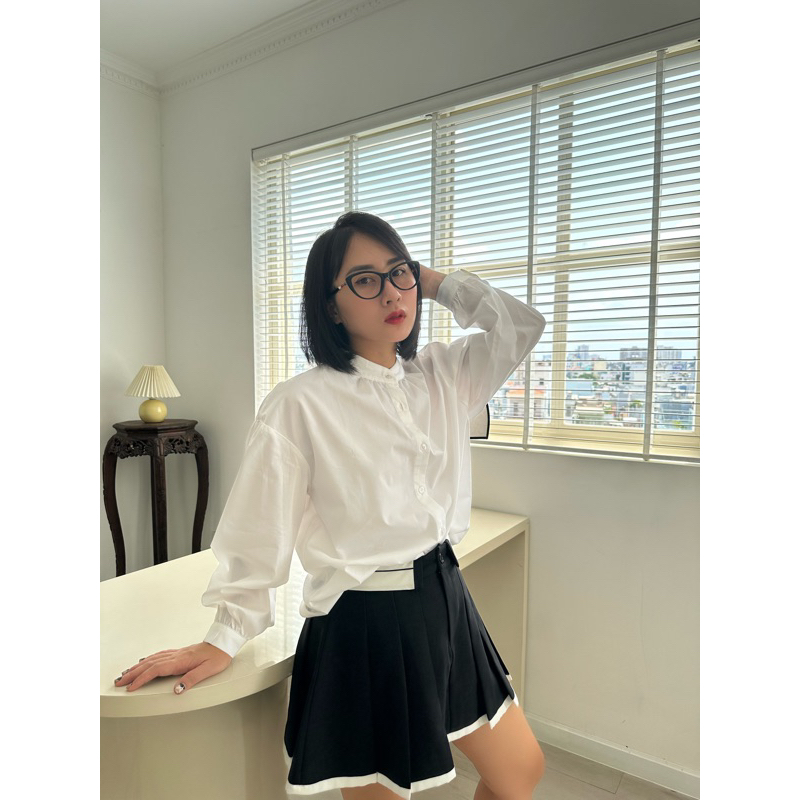 Áo sơ cổ trụ nữ sathy cao cấp