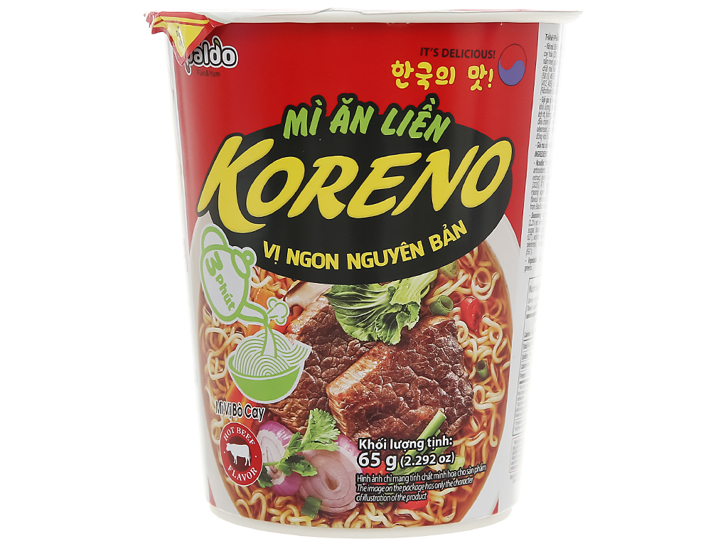 Mì Koreno Vị Bò Cay Ly 65g