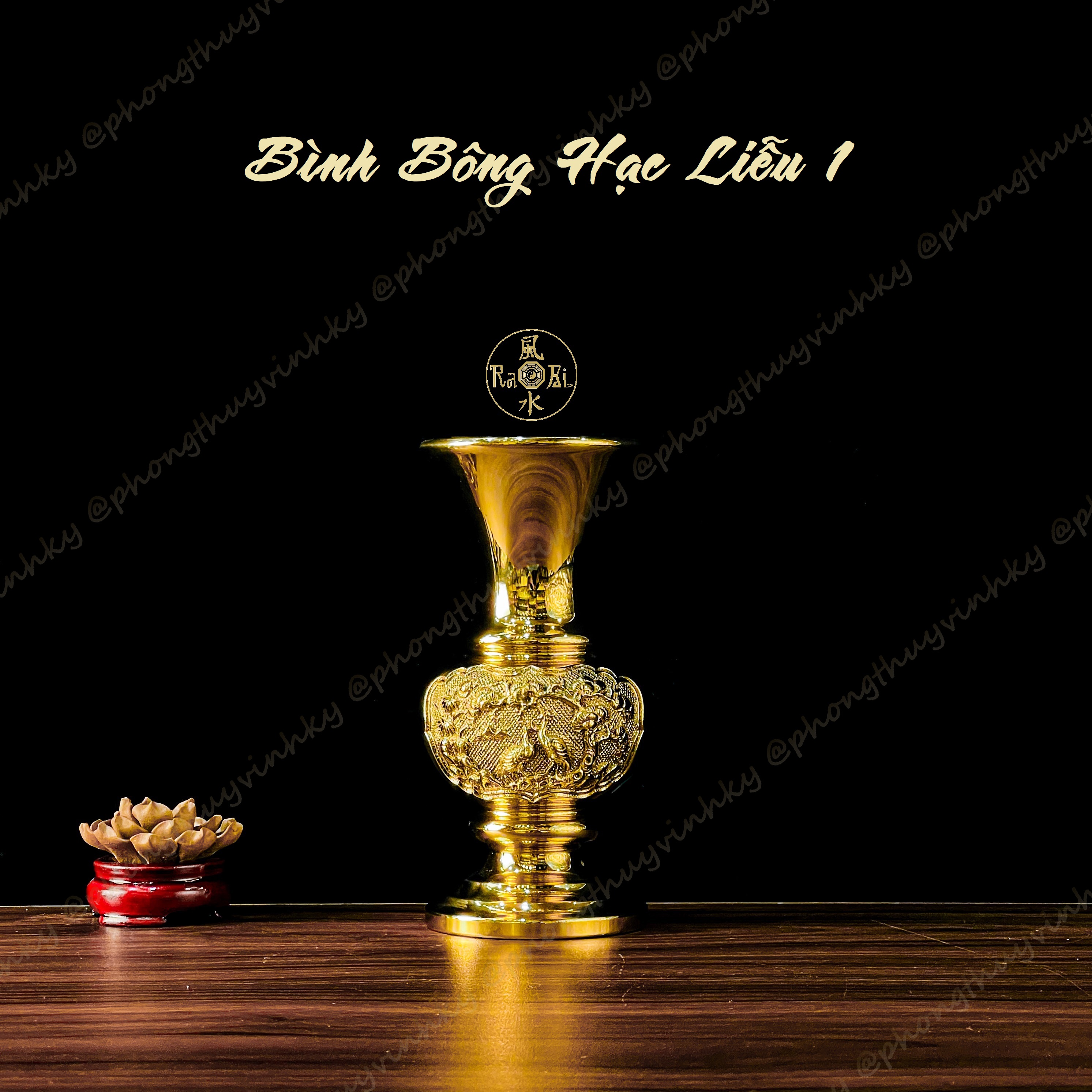 Bình Bông Hạc Liễu cao 18cm - Vật Phẩm Đồng Thờ Cúng Vĩnh Tiến Chất Lượng Cao - Đồ Đồng Mỹ Nghệ