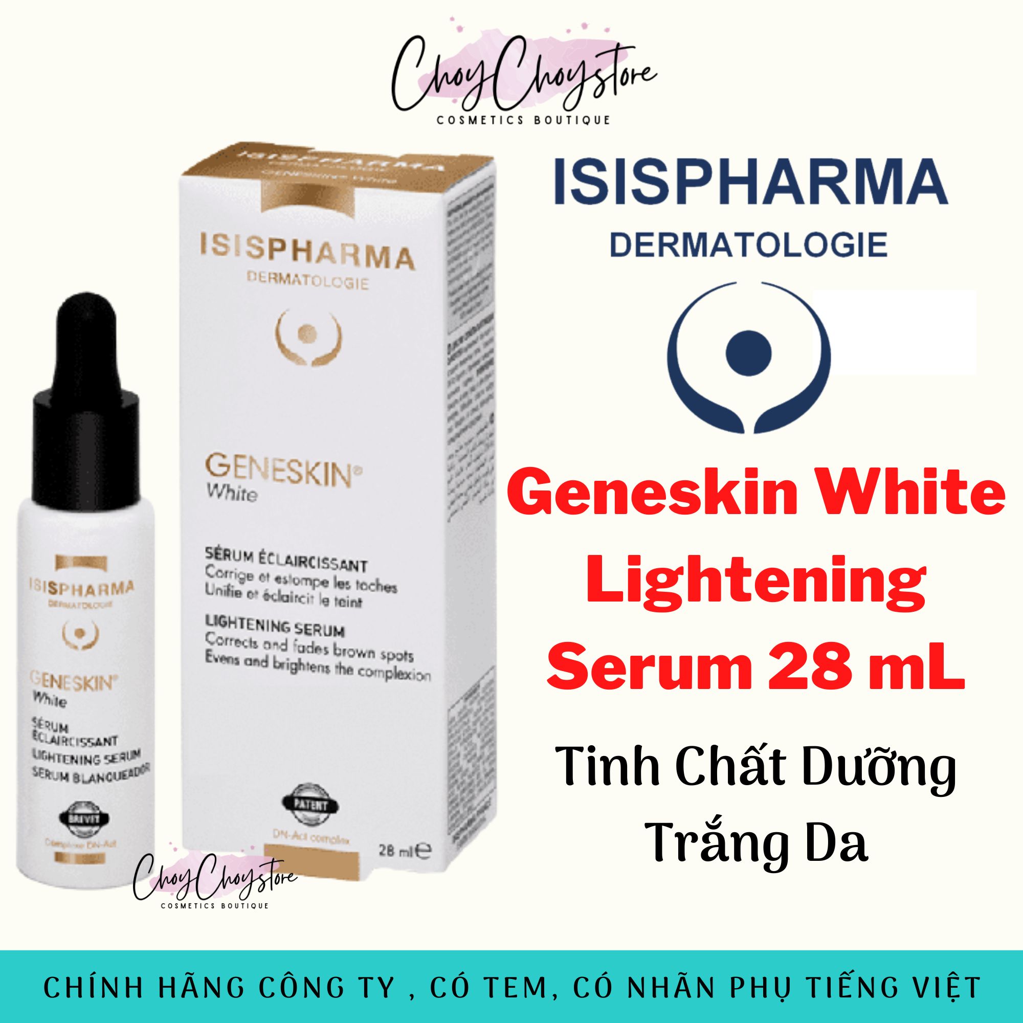 Tinh Chất Isis Pharma Geneskin White Lightening Serum 28mL - Tinh Chất Dưỡng Trắng Da