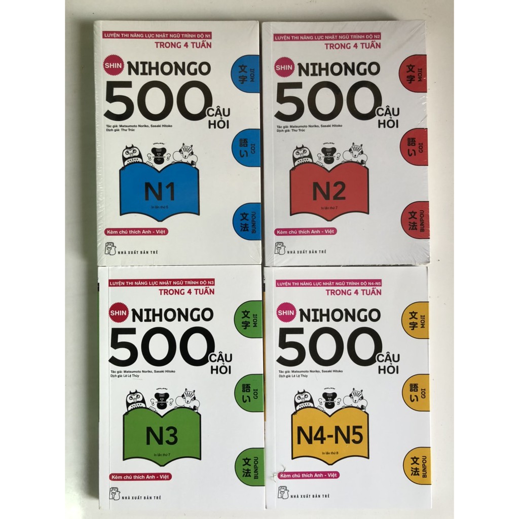 Sách 500 Câu Hỏi Luyện Thi Năng Lực Nhật Ngữ - Bộ 4 cuốn (Shin Nihongo 500)