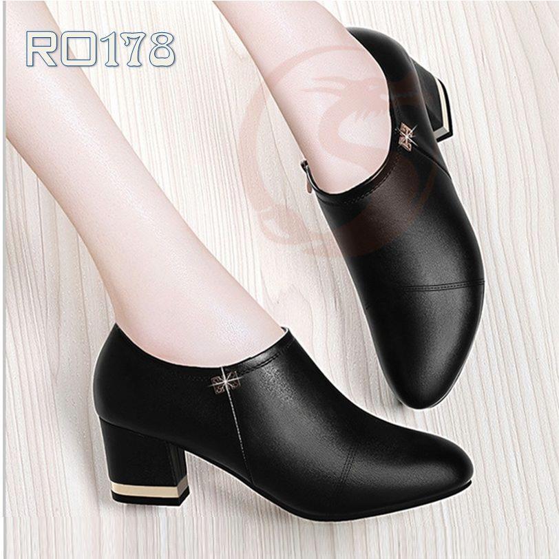 Giày boot nữ ROSATA gót vuông 5cm sang trọng RO178