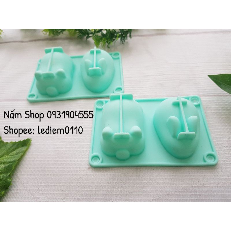 Khuôn silicon 3D hình thỏ heo làm thạch/ pudding/ rau câu