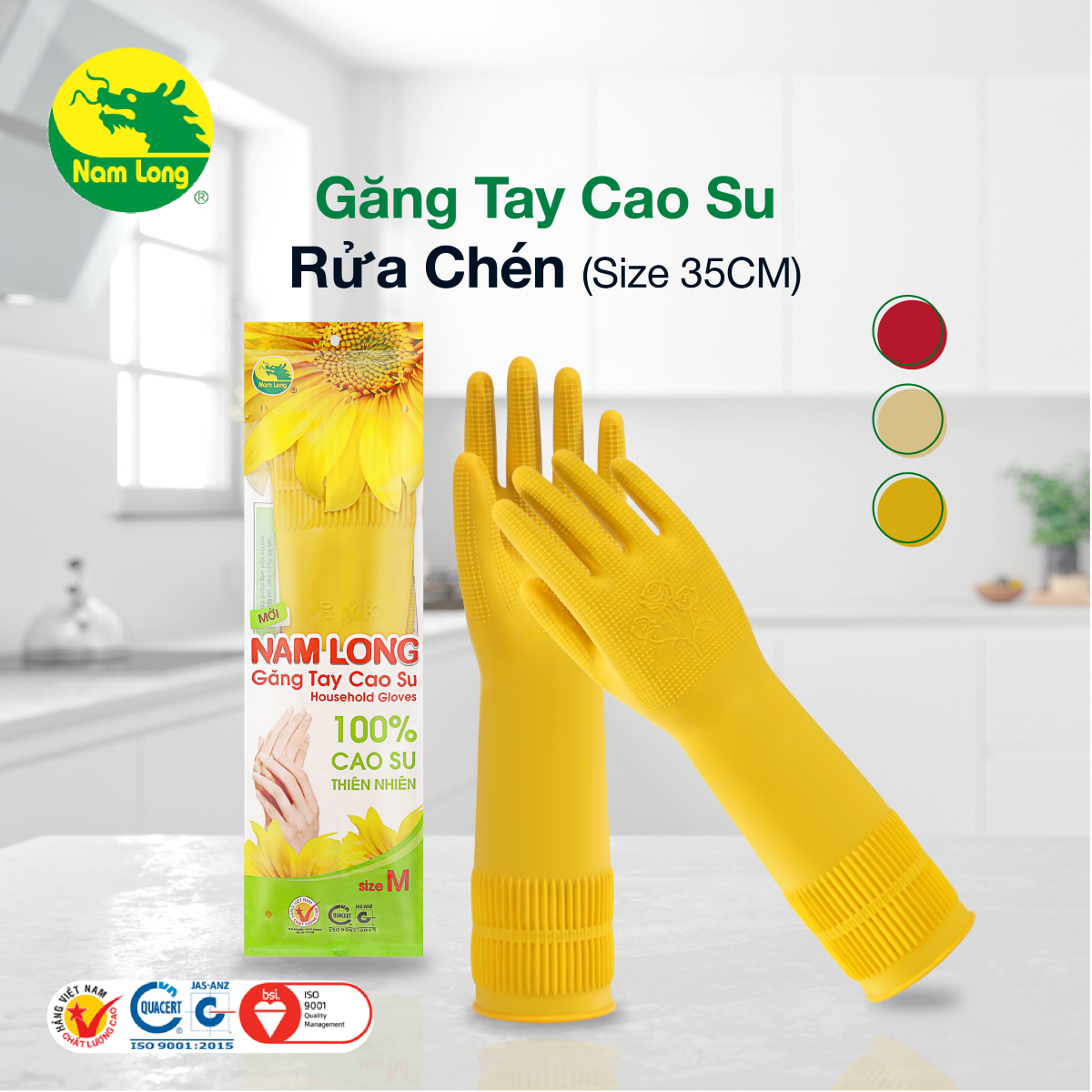 Găng tay cao su rửa chén, giặt đồ, lau chùi, làm bếp - găng tay cao su nam long - giao màu ngẫu nhiên
