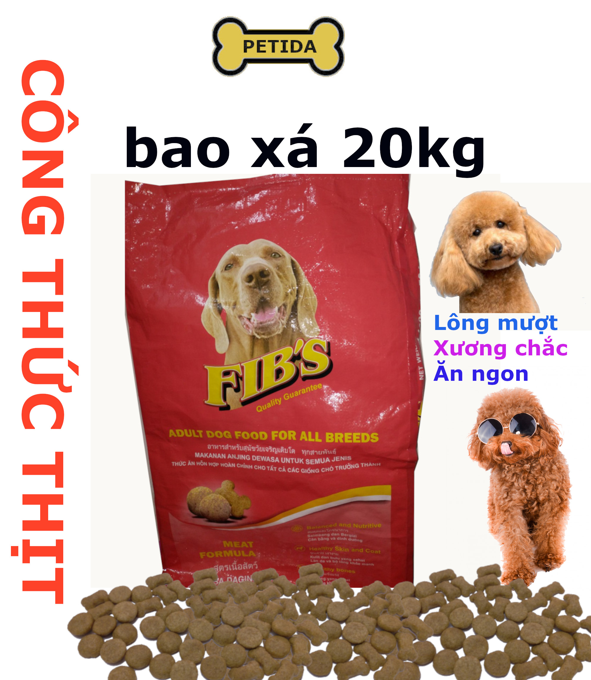 Hạt cho chó Fib s bao 20kg xá