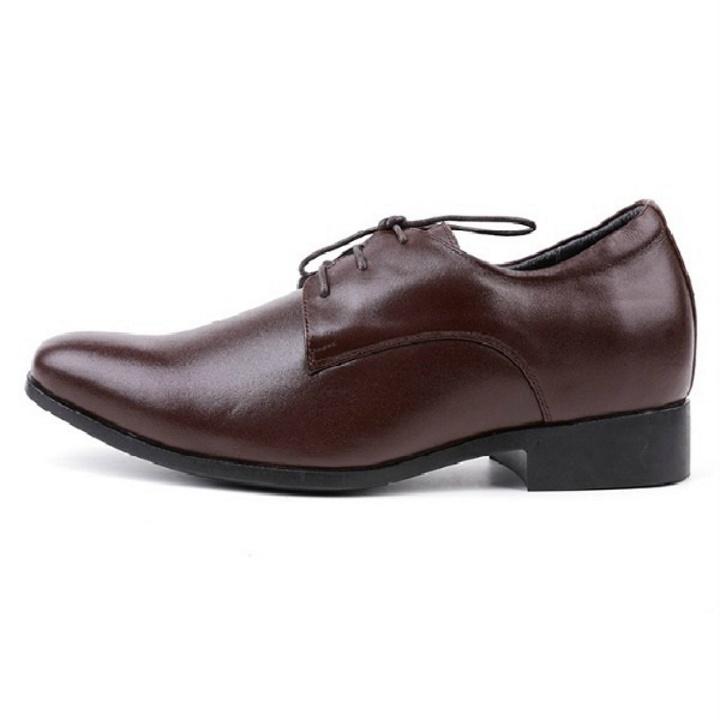 Giày tăng chiều cao da bò cột dây màu nâu TH7716