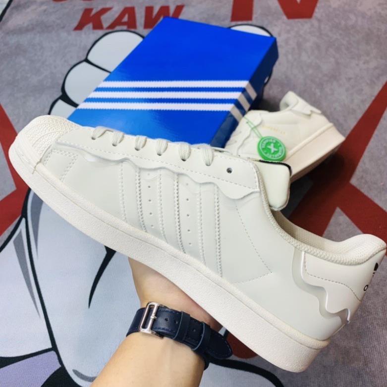 Giày Das sò nam nữ màu kem siêu đẹp cao cấp - Giày thể thao nữ Superstar mũi sò màu kem hàng 11 Full Box