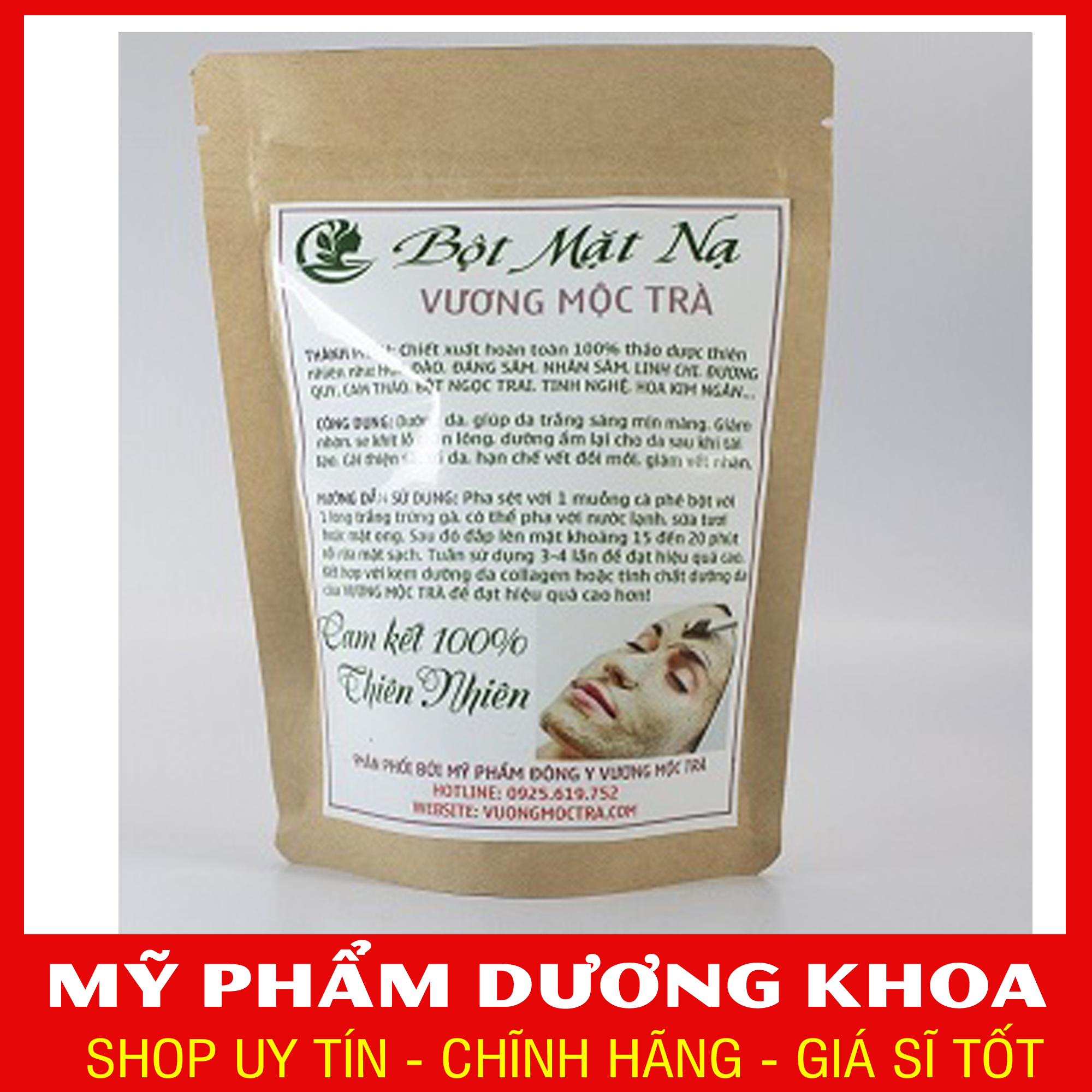 [HCM]Bột Mặt Nạ Dưỡng Da 100gr Vương Mộc Trà - Bột Đắp Cho Da Sáng Mịn