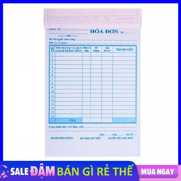 Sổ hóa đơn bán lẻ 2 liên