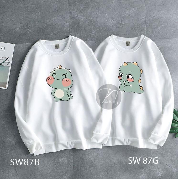 SET ÁO ĐÔI SWEATER ĐEN TRẮNG NAM NỮ