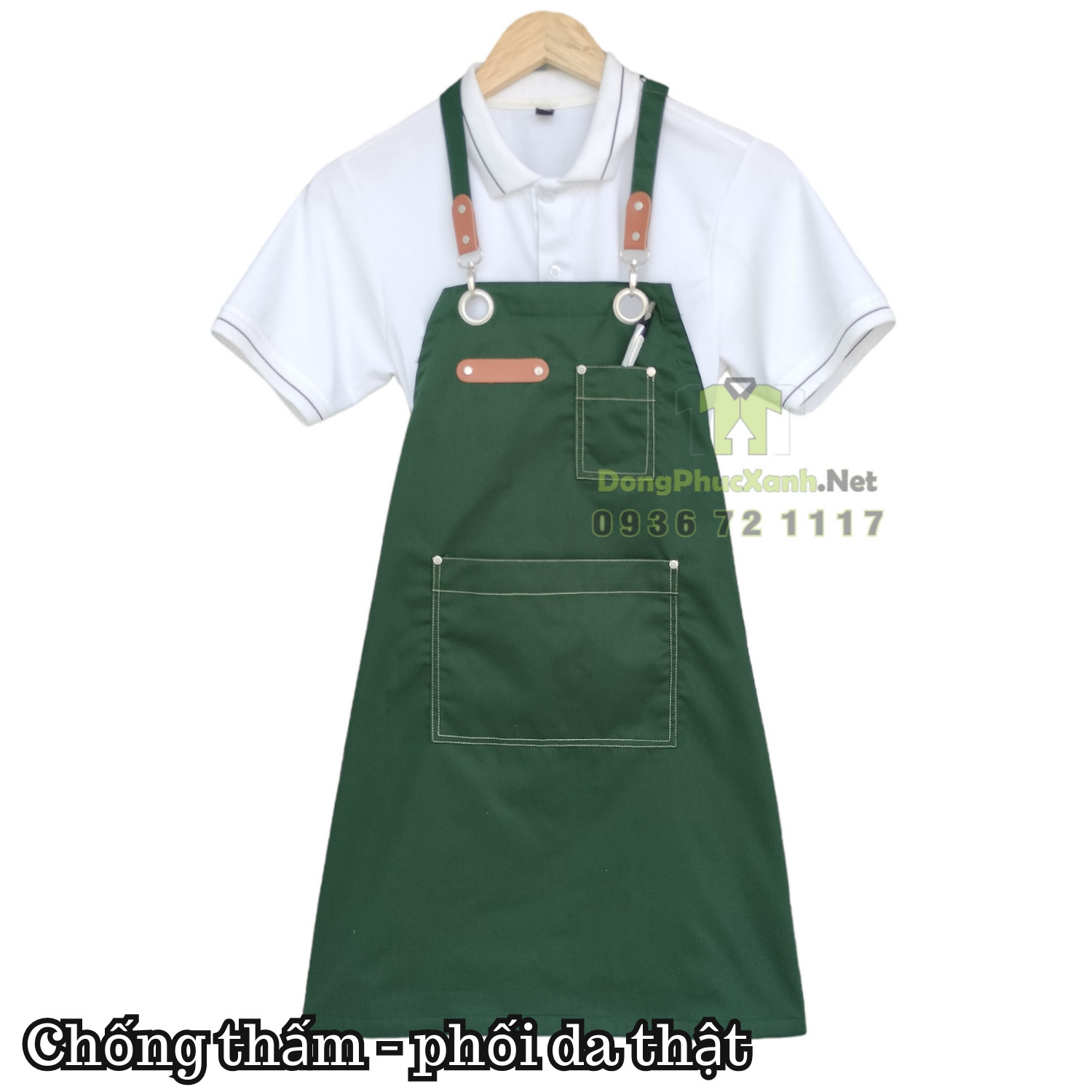 Tạp Dề Trơn Màu Xanh Cho Phục Vụ