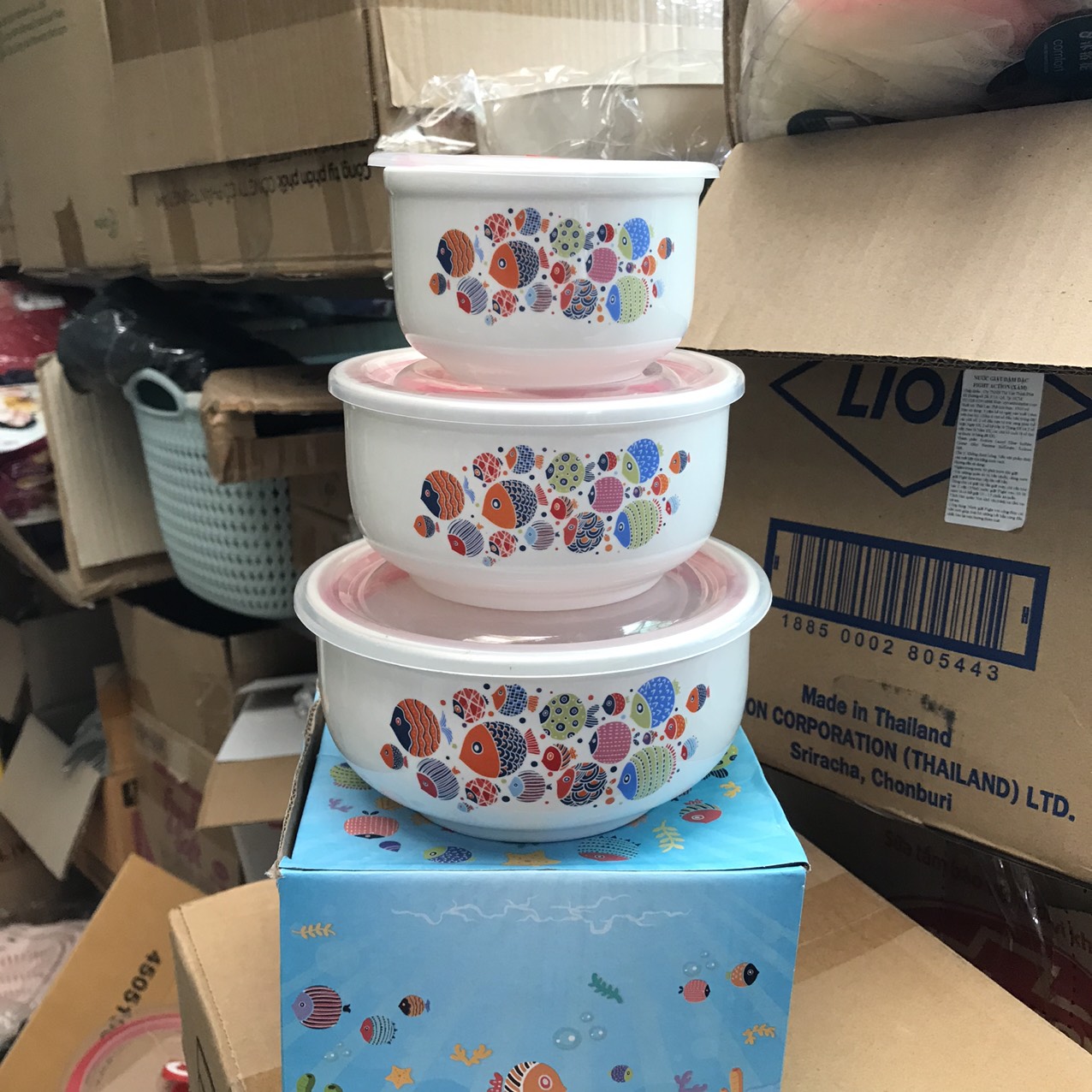 Bộ 3 thố sứ cao cấp có nắp hút chân không