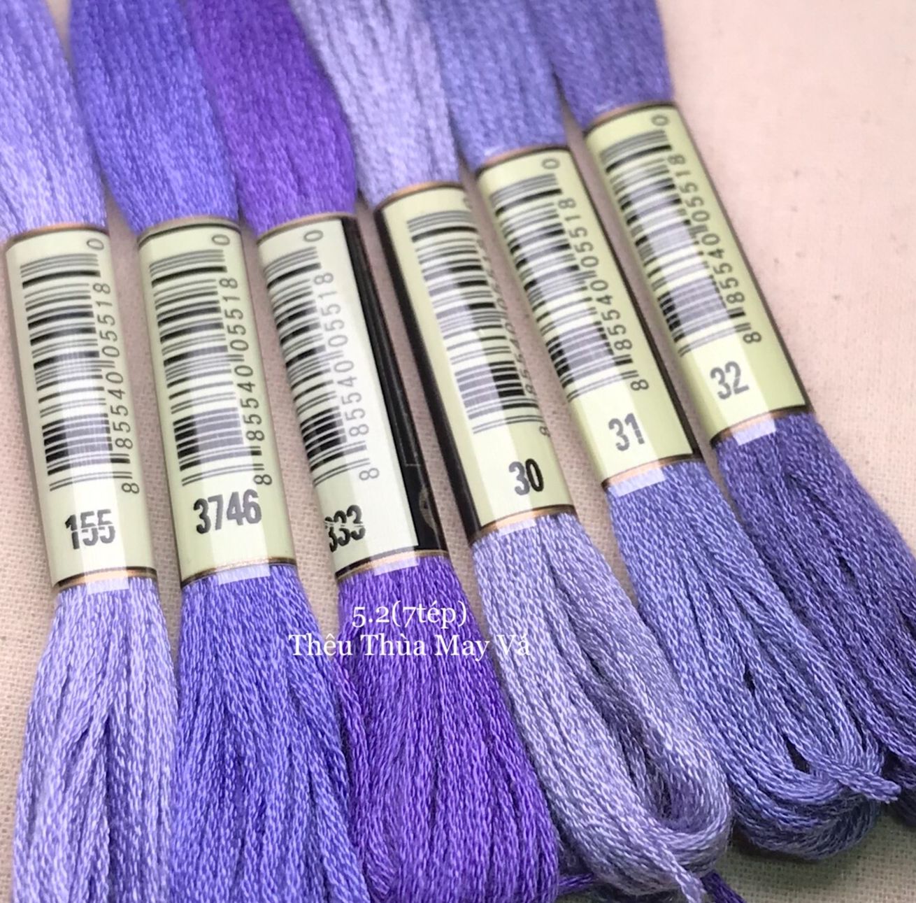 [AIRO TONE XANH BIỂN/ TÍM] chỉ thêu cotton Airo